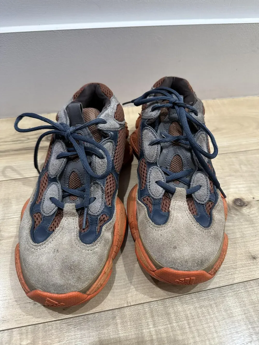 Adidas Yeezy 500 Shoes Mens Size 8.5 Brown Orange Blue Suede Mesh Chunky GZ5541